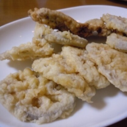 下味付けを参考に～❤❤
下味付いてるレンコンとアジの美味しい天ぷらって・・・
初めてだけどウマー（✪∀✪)でした＾＾
次回は本家本元お豆腐で作ります～❤❤